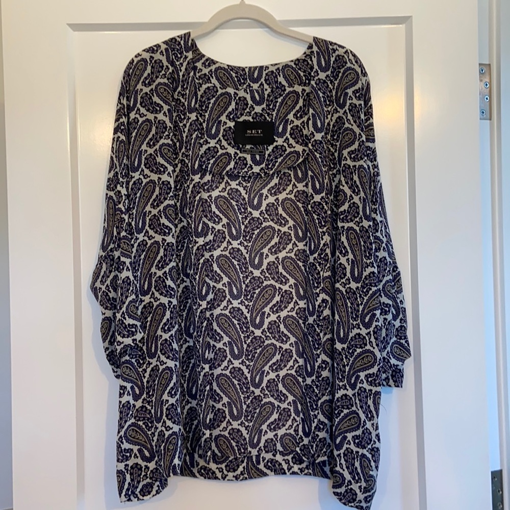 Short sleeve silk blend cover up with tie waist